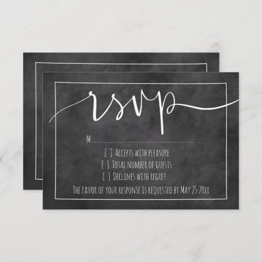 Chalkboard-typografie rsvp-trouwreactiekaarten RSVP kaartje (Voorkant / Achterkant)