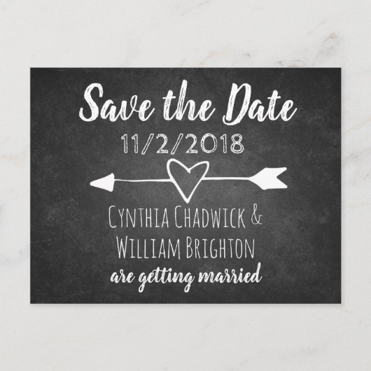 Chalkboard Typografie Save the Date Briefkaart (Voorkant)