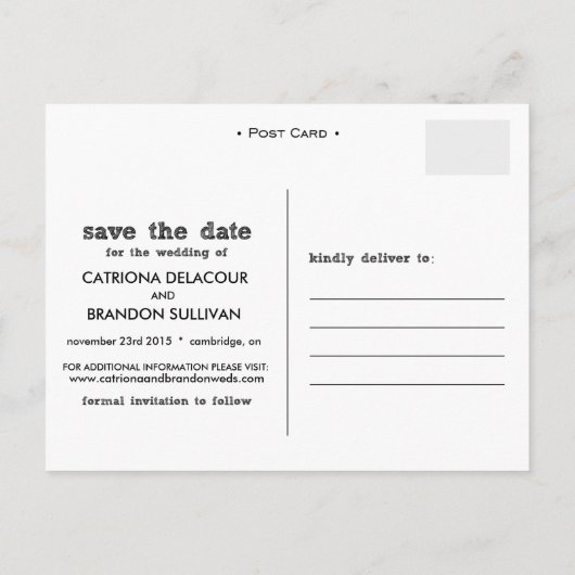 Chalkboard Typografie Save the Date Briefkaart (Achterkant)