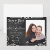 Chalkboard Typografie Save the Date Photo Invite (Voorkant / Achterkant)