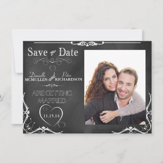 Chalkboard Typografie Save the Date Photo Invite (Voorkant)