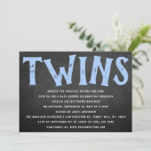 Chalkboard Typografie Twin Boys Baby shower Kaart (Staand voorkant)