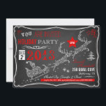 Chalkboard Typografie - Uitnodiging voor kerstfees<br><div class="desc">Chalkboard Typography Kerstparty Invitation. Een verbluffende kerstfeestfeestuitnodiging in karton, witte en rode kleuren. Verbluffende en creatieve typografie is een compliment voor de kerstman en de rendieren die op deze vakantieuitnodiging een slepende opstand trekken. Een grote achtergrond van het krijtbord in grijzen die echt de witte en rode kleuren van de...</div>