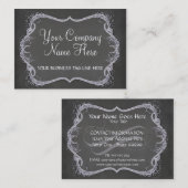 Chalkboard Typographic Leaf Swirl Modern Business Visitekaartje (Voorkant / Achterkant)