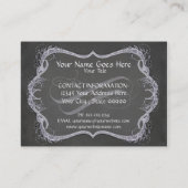 Chalkboard Typographic Leaf Swirl Modern Business Visitekaartje (Achterkant)