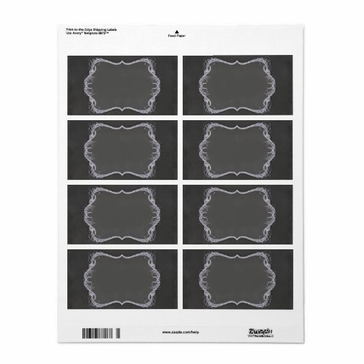 Chalkboard Typographic Leaf Swirl Rustic Wedding Etiket (Full Sheet)