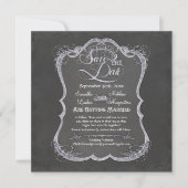 Chalkboard Typographic Leaf Swirl Rustic Wedding Kaart (Voorkant)
