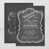 Chalkboard Typographic Leaf Swirl Rustic Wedding Kaart (Voorkant / Achterkant)