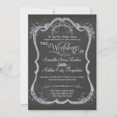 Chalkboard Typographic Leaf Swirl Rustic Wedding Kaart (Voorkant)