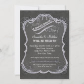 Chalkboard Typographic Leaf Swirl Rustic Wedding Kaart (Voorkant)