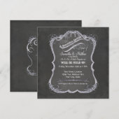 Chalkboard Typographic Leaf Swirl Rustic Wedding Kaart (Voorkant / Achterkant)