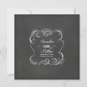 Chalkboard Typographic Leaf Swirl Rustic Wedding Kaart (Achterkant)