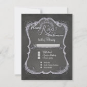 Chalkboard Typographic Leaf Swirl Rustic Wedding RSVP Kaartje (Voorkant)