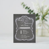 Chalkboard Typographic Leaf Swirl Rustic Wedding RSVP Kaartje (Staand voorkant)