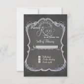 Chalkboard Typographic Leaf Swirl Rustic Wedding RSVP Kaartje (Voorkant)