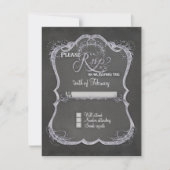 Chalkboard Typographic Leaf Swirl Rustic Wedding RSVP Kaartje (Voorkant)