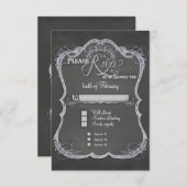 Chalkboard Typographic Leaf Swirl Rustic Wedding RSVP Kaartje (Voorkant / Achterkant)