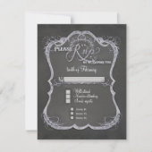 Chalkboard Typographic Leaf Swirl Rustic Wedding RSVP Kaartje (Voorkant)
