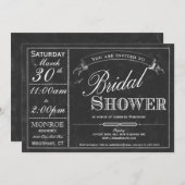 Chalkboard Typography Bridal Shower Invitation Kaart (Voorkant / Achterkant)