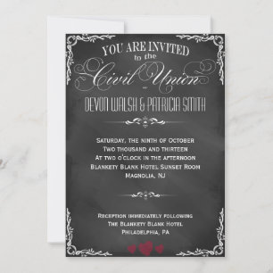 Chalkboard Typography Civil Union Invitation Kaart