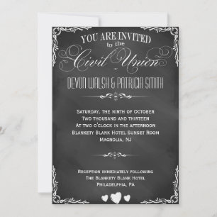 Chalkboard Typography Civil Union Invitation Kaart