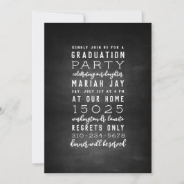 Chalkboard Typography Graduation Party Kaart