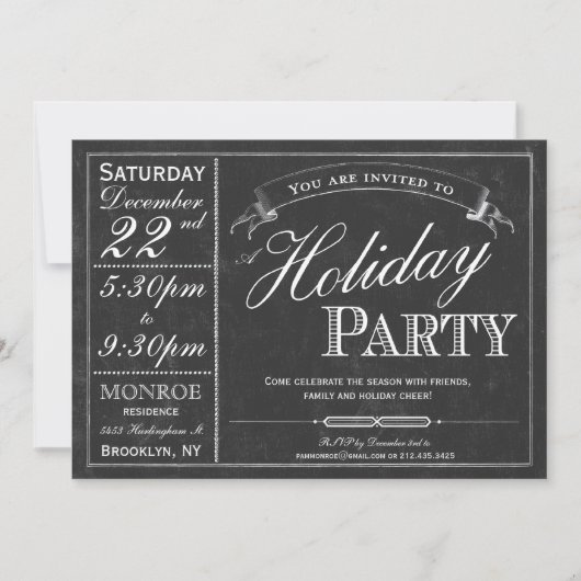 Chalkboard Typography Holiday Party Invitation Kaart (Voorkant)