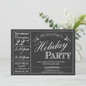 Chalkboard Typography Holiday Party Invitation Kaart (Staand voorkant)