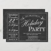 Chalkboard Typography Holiday Party Invitation Kaart (Voorkant / Achterkant)