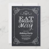 Chalkboard Typography Holiday Party Kaart (Voorkant)
