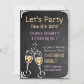 Chalkboard Typography New Years Party Invitation Kaart (Voorkant)