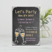 Chalkboard Typography New Years Party Invitation Kaart (Staand voorkant)