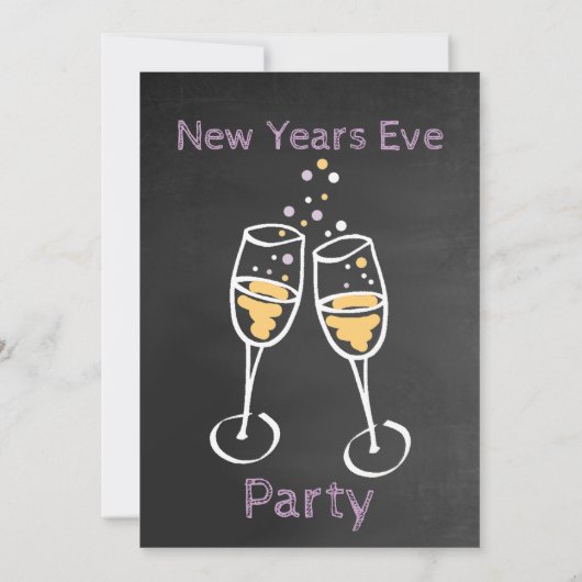 Chalkboard Typography New Years Party Invitation Kaart (Achterkant)