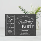 Chalkboard Typography Party Invitation Kaart (Staand voorkant)