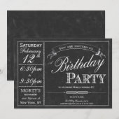 Chalkboard Typography Party Invitation Kaart (Voorkant / Achterkant)