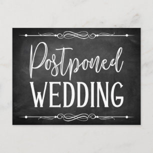 Chalkboard Typography Postponed Wedding Kaart