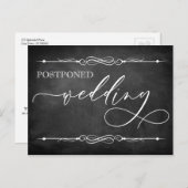 Chalkboard & Typography Postponed Wedding Kaart (Voorkant / Achterkant)