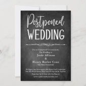 Chalkboard Typography Postponed Wedding Kaart (Voorkant)