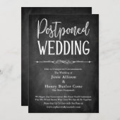 Chalkboard Typography Postponed Wedding Kaart (Voorkant / Achterkant)