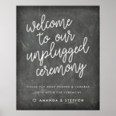 Chalkboard Typography Unplugged Wedding Ceremony Poster (Voorkant)