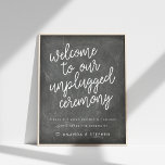 Chalkboard Typography Unplugged Wedding Ceremony Poster<br><div class="desc">Het plannen van een unplugged ceremonie maar niet zeker welke formulering om uw trouwgasten te laten weten om hun telefoons weg te zetten? Dit poster zorgt ervoor dat het voor jou in stijl is. Het de stijlontwerp van het karton kenmerkt "welkom aan onze unplugged ceremonie"in handgeschreven typografie van het stijlmanuscript...</div>