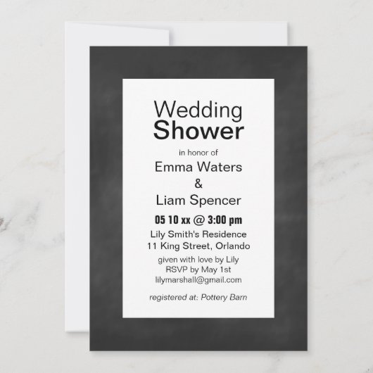 Chalkboard Typography Wedding Shower Invitation Kaart (Achterkant)