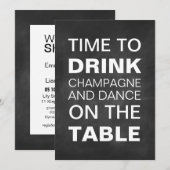 Chalkboard Typography Wedding Shower Invitation Kaart (Voorkant / Achterkant)