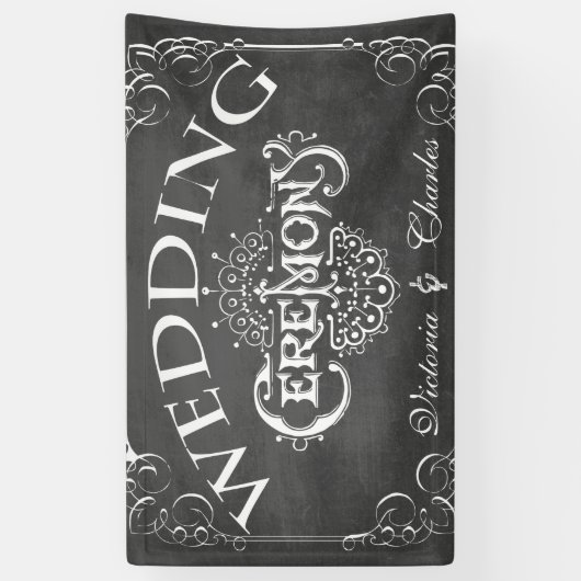 Chalkboard  Typography Wedding Spandoek (Verticaal)