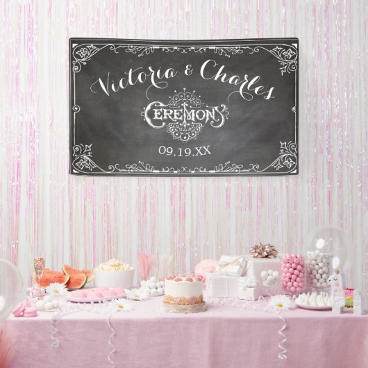 Chalkboard  Typography Wedding Spandoek (Feest)