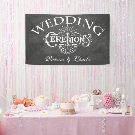 Chalkboard  Typography Wedding Spandoek (Feest)