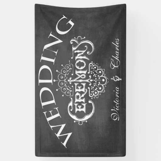 Chalkboard  Typography Wedding Spandoek (Verticaal)