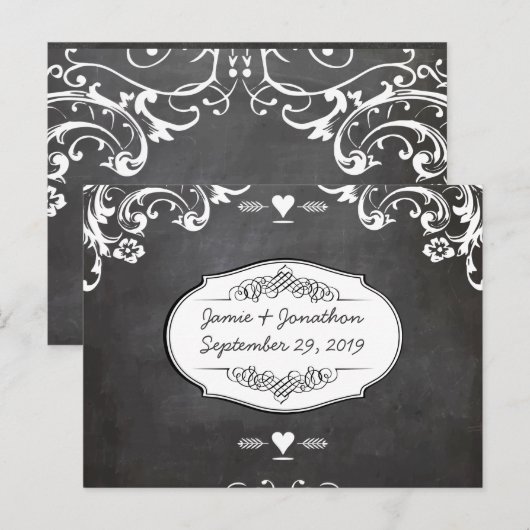 Chalkboard Typography Weddings Aankondigingskaart (Voorkant / Achterkant)