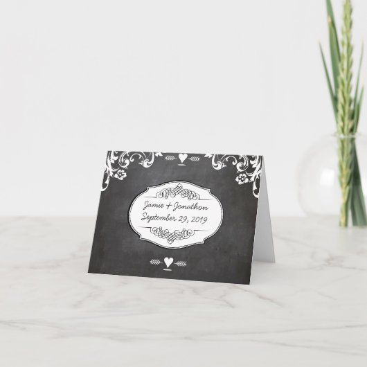 Chalkboard Typography Weddings Bedankkaart (Voorkant)