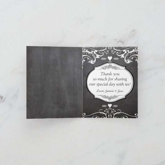 Chalkboard Typography Weddings Bedankkaart (Binnen)